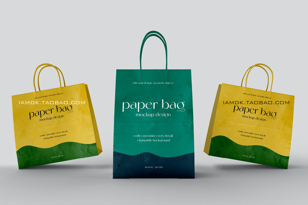 质感商场购物手提纸袋设计贴图样机模板 Paper Bag Mockups_img_2