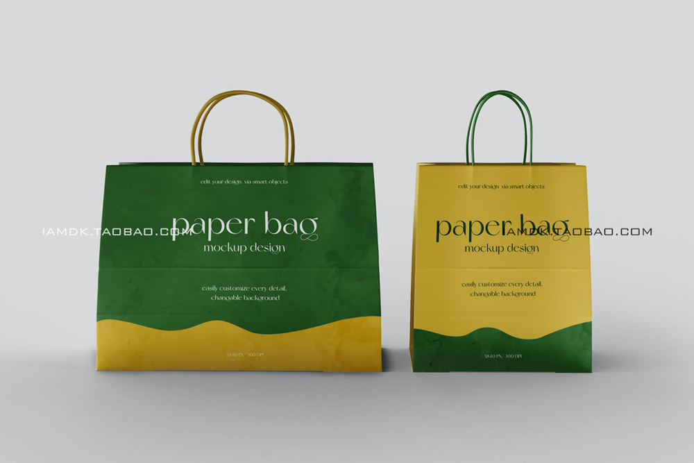 质感商场购物手提纸袋设计贴图样机模板 Paper Bag Mockups_img_2