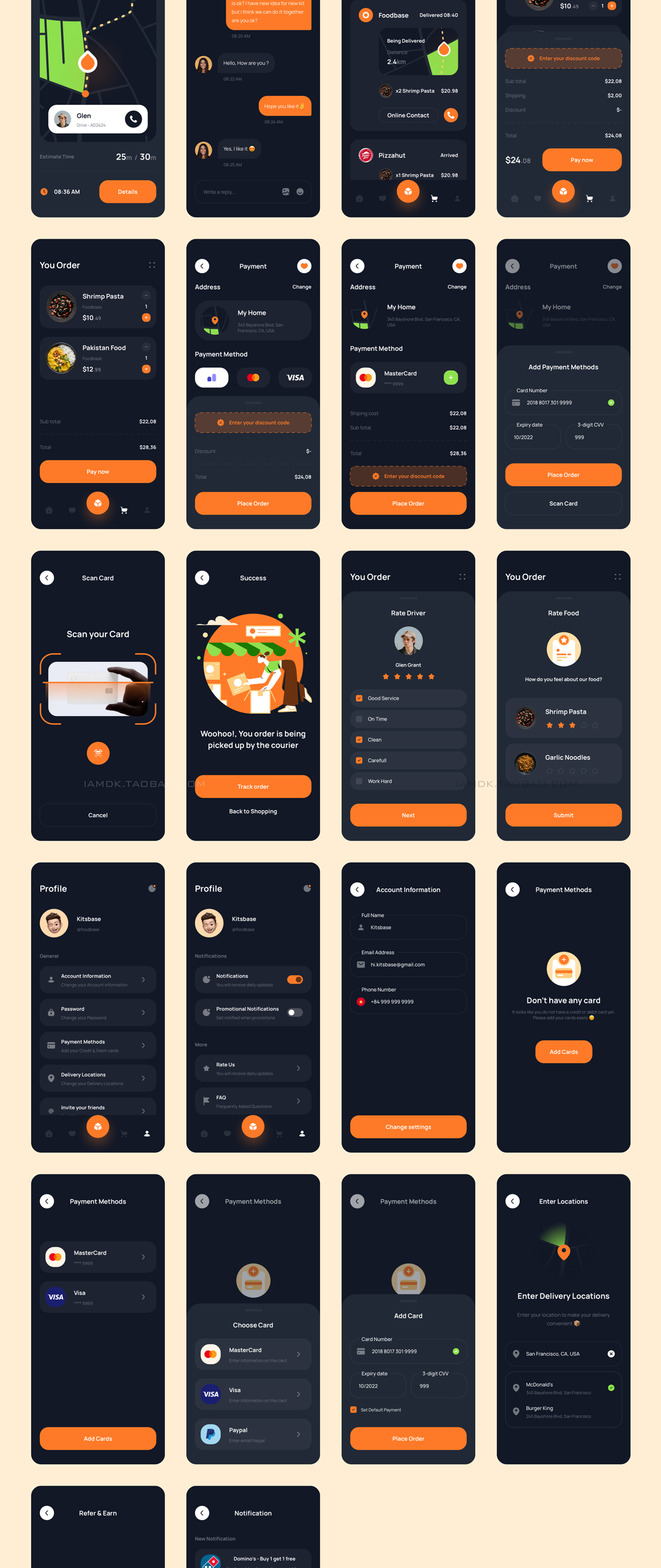 高品质食品美食配送外卖应用程序APP界面设计UI套件 Foobase - Food Delivery UI Kit_img_2