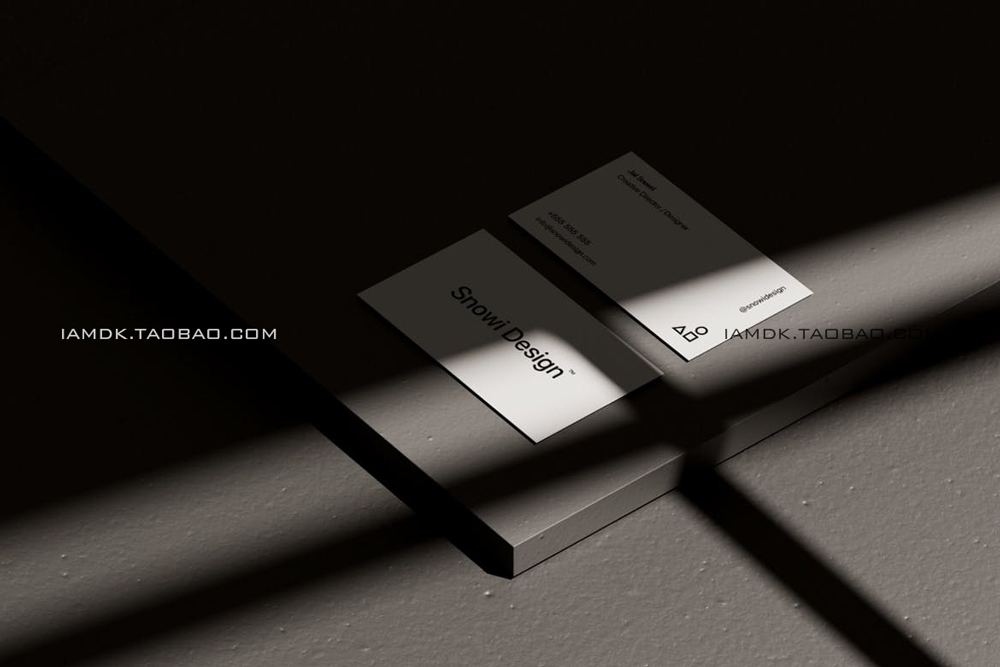 时尚文艺带阴影品牌VI设计商务名片卡片贴图样机 Shadow Business Card Mockup Pack_img_2