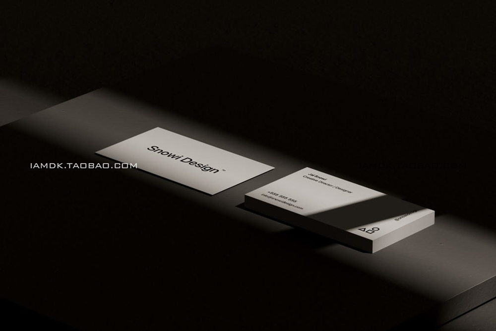 时尚文艺带阴影品牌VI设计商务名片卡片贴图样机 Shadow Business Card Mockup Pack_img_2