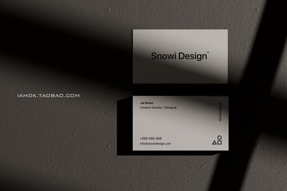 时尚文艺带阴影品牌VI设计商务名片卡片贴图样机 Shadow Business Card Mockup Pack_img_2