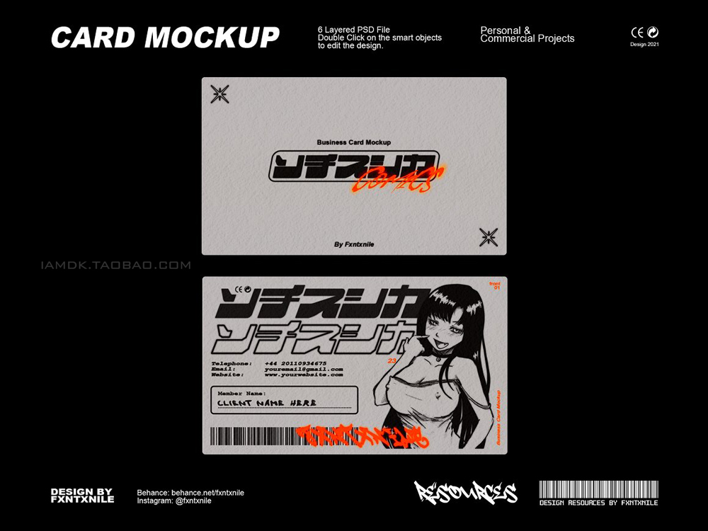 6款复古品牌VI标志Logo设计名片卡片展示Ps贴图样机源文件 Business Card Mockup_img_2