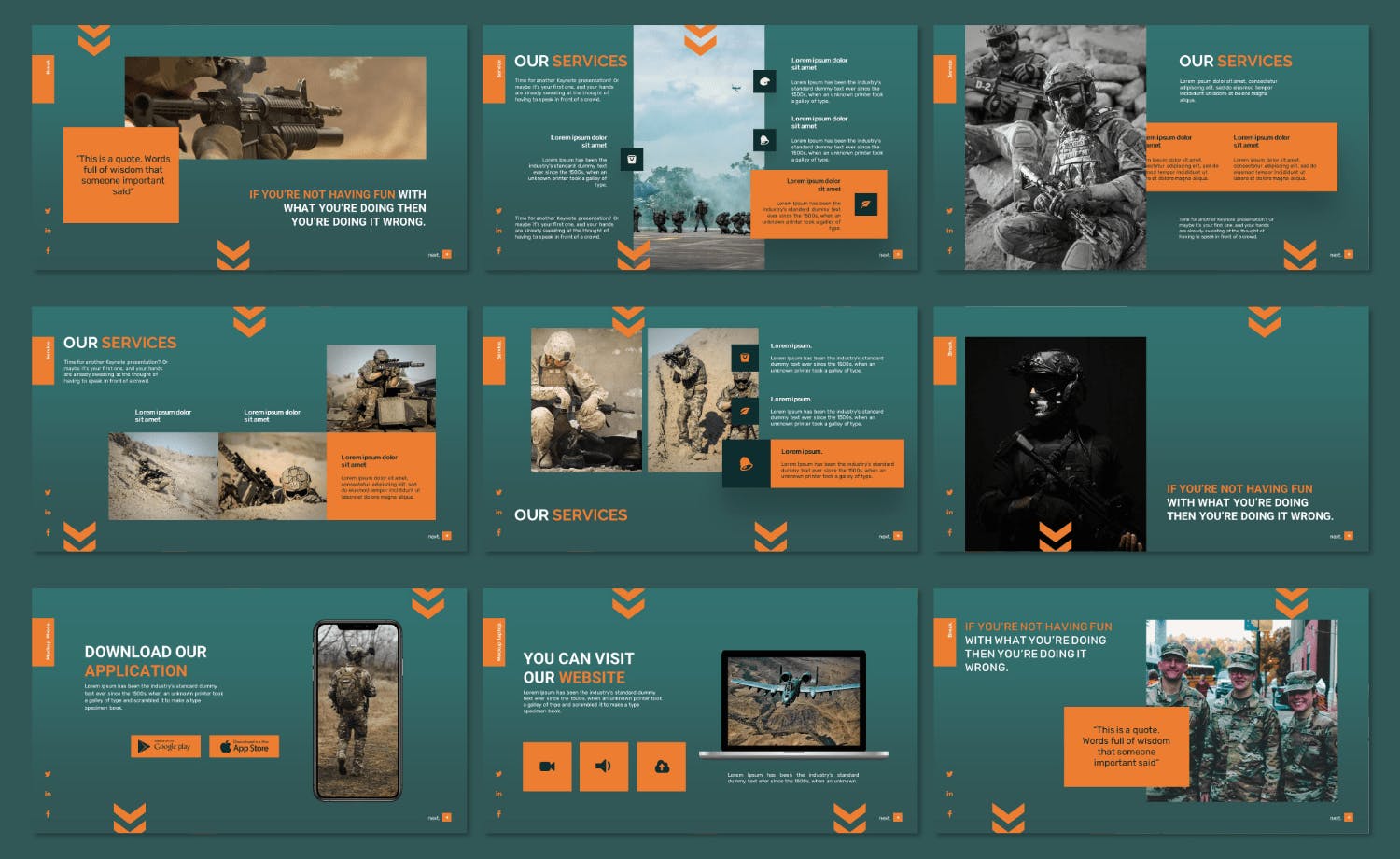 现代品牌策划图文排版设计ppt+keynote模版 Military ppt+keynote Templates_img_2