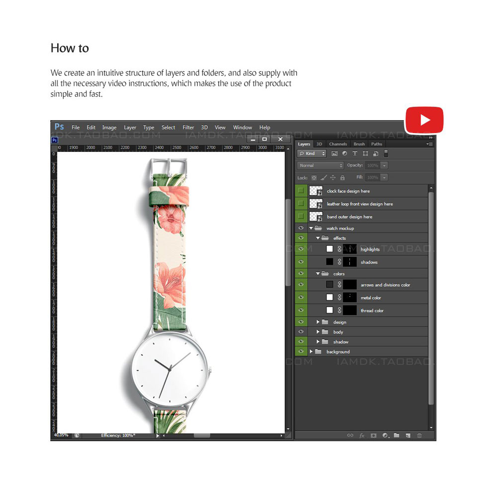 极简手表表带设计展示贴图样机模板 Watch Mockup_img_2