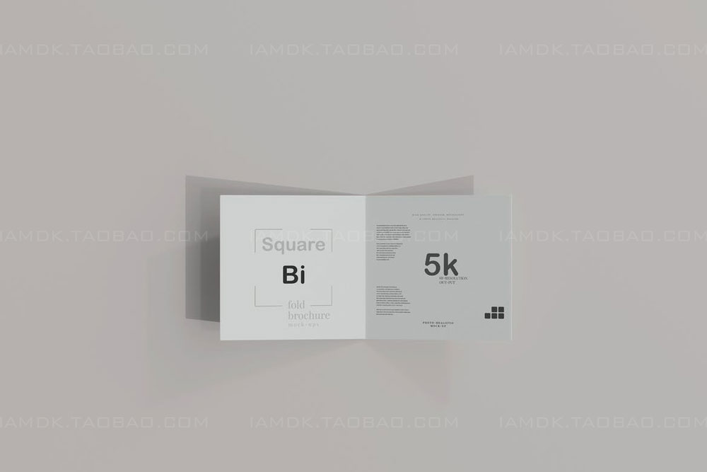 正放心两折页小册子设计展示贴图PSD样机模板 Square Bi Fold Brochure Mockup_img_2