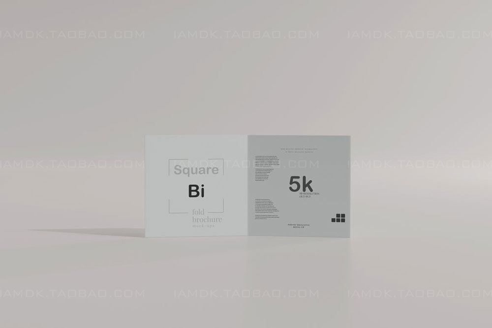 正放心两折页小册子设计展示贴图PSD样机模板 Square Bi Fold Brochure Mockup_img_2