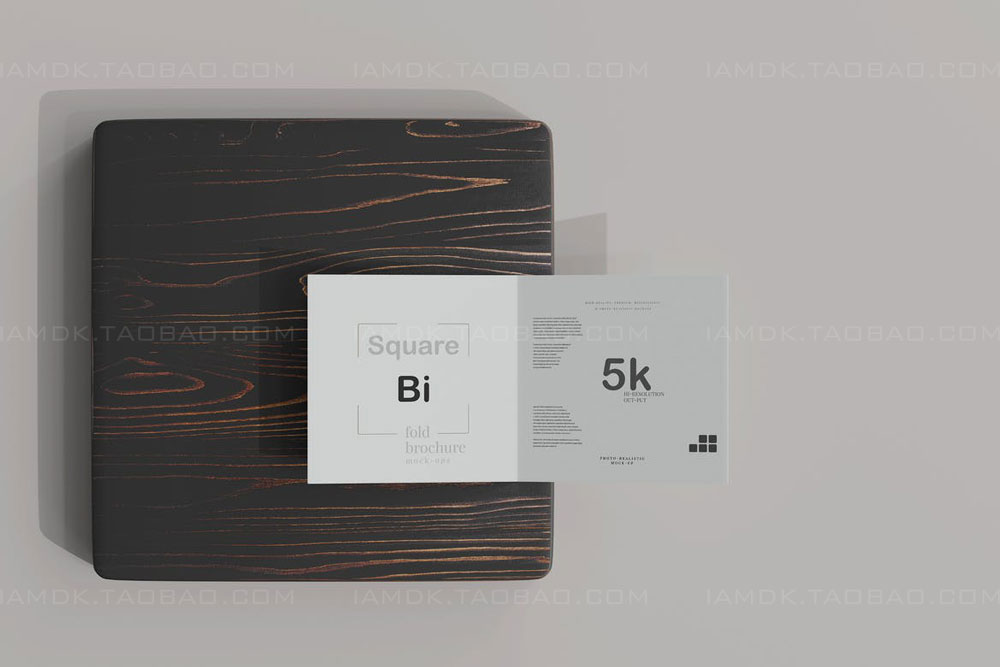 正放心两折页小册子设计展示贴图PSD样机模板 Square Bi Fold Brochure Mockup_img_2