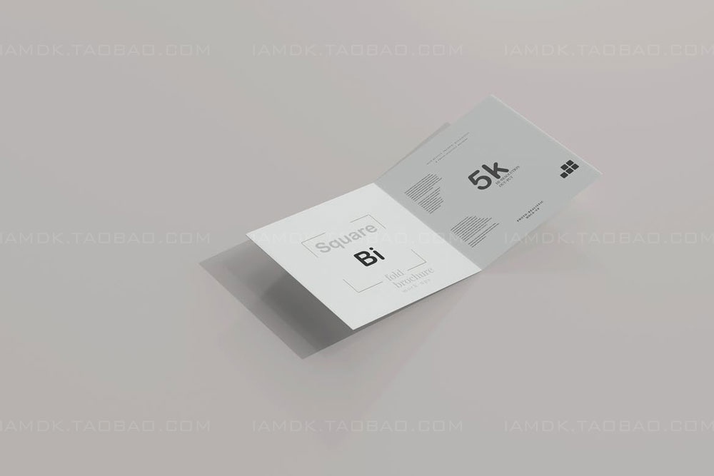 正放心两折页小册子设计展示贴图PSD样机模板 Square Bi Fold Brochure Mockup_img_2