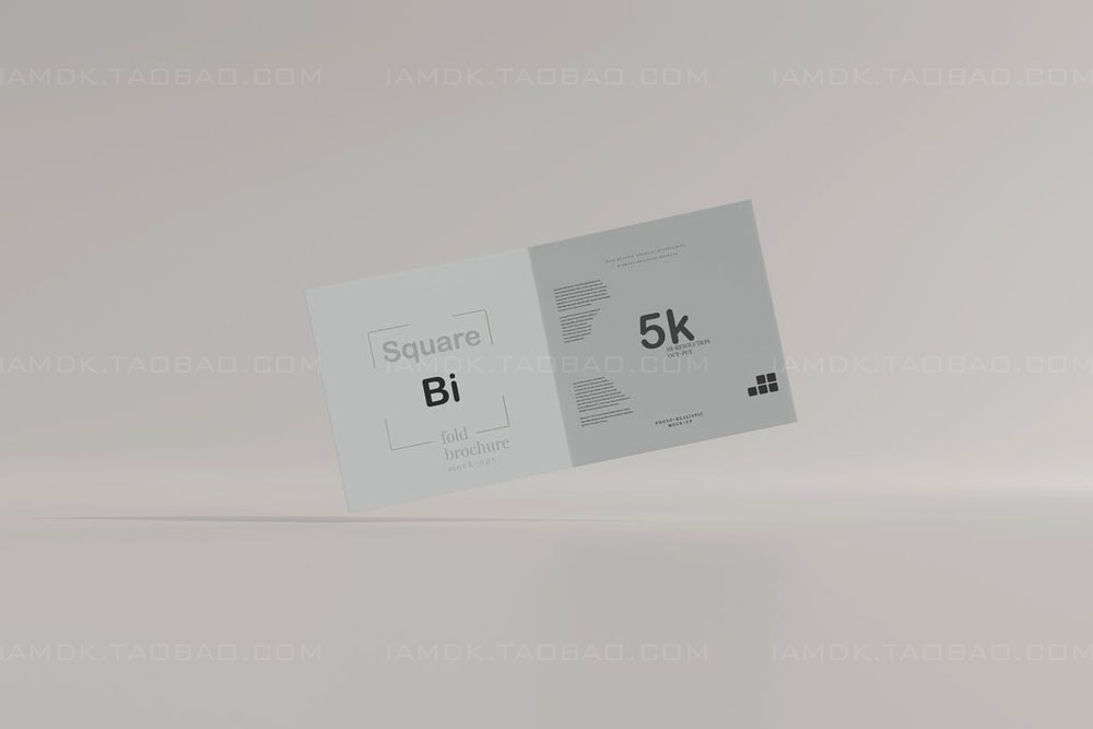 正放心两折页小册子设计展示贴图PSD样机模板 Square Bi Fold Brochure Mockup_img_2