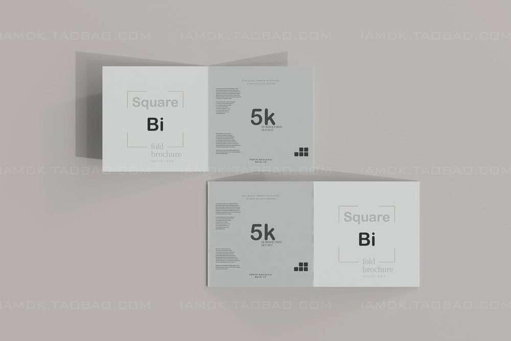 正放心两折页小册子设计展示贴图PSD样机模板 Square Bi Fold Brochure Mockup_img_2