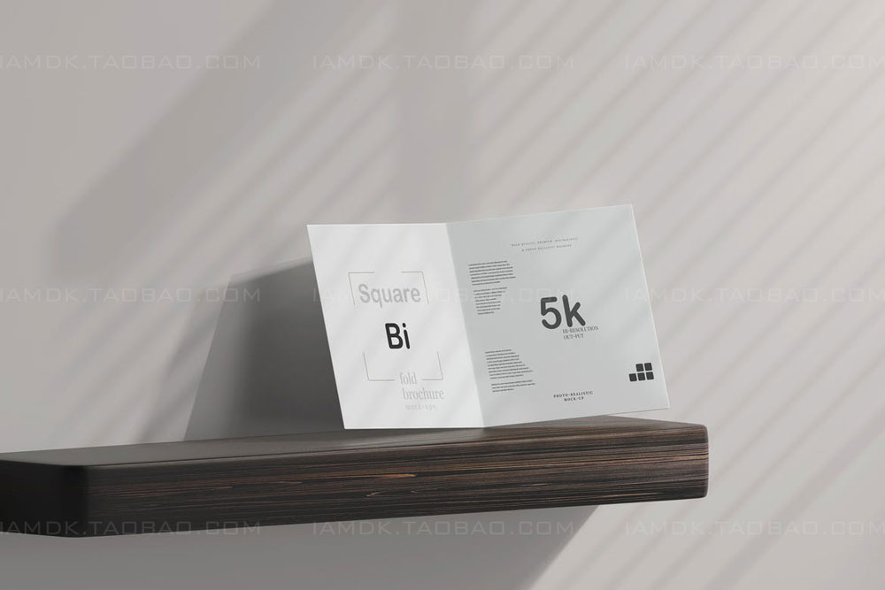 正放心两折页小册子设计展示贴图PSD样机模板 Square Bi Fold Brochure Mockup_img_2