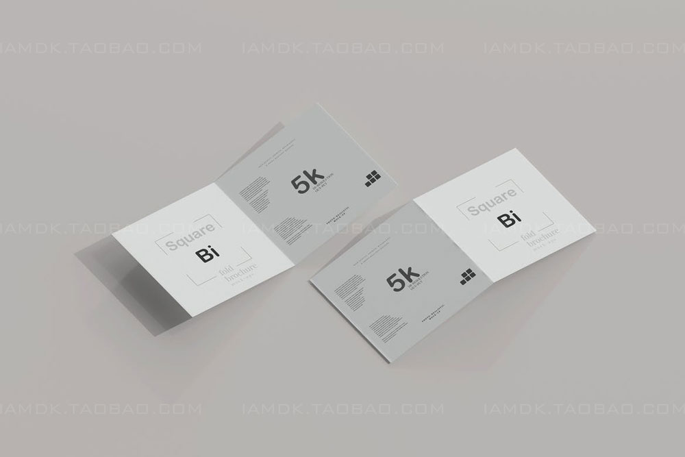 正放心两折页小册子设计展示贴图PSD样机模板 Square Bi Fold Brochure Mockup_img_2