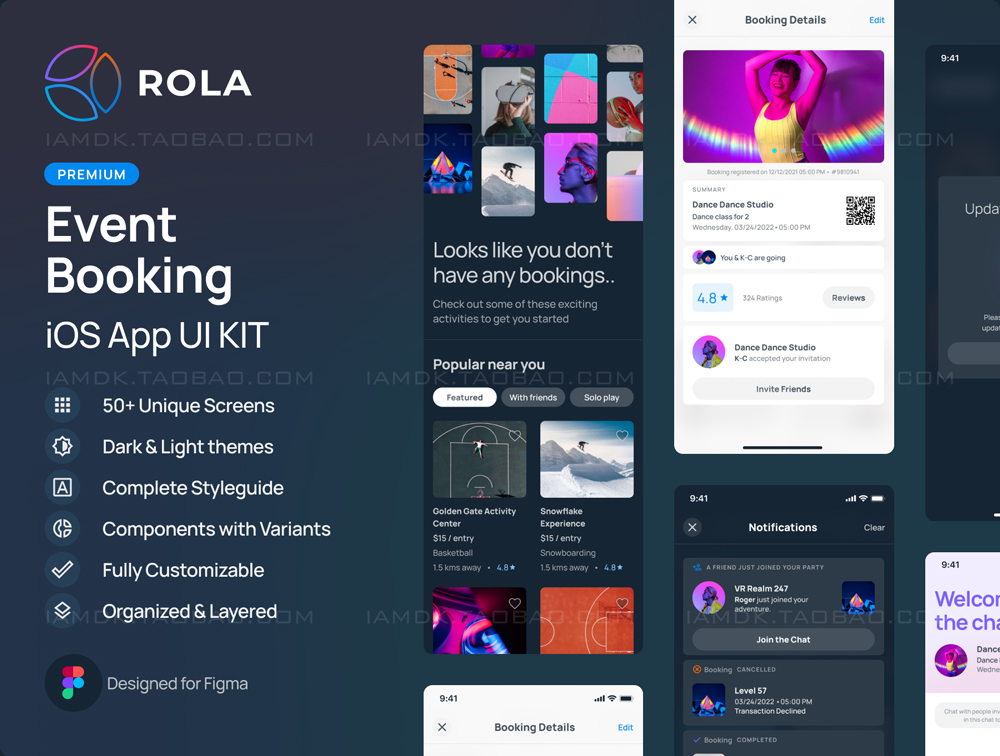 优质体育电影院沙龙活动体验预订iOS APP界面设计UI套件 ROLA - Event App iOS UI Kit_img_2