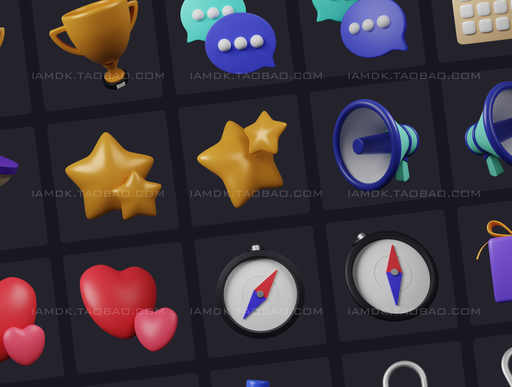 40款多角度高清网页App空状态占位插图3D图标Icon素材PNG免抠图 Basic Pack - Customizable 3D Icons_img_2