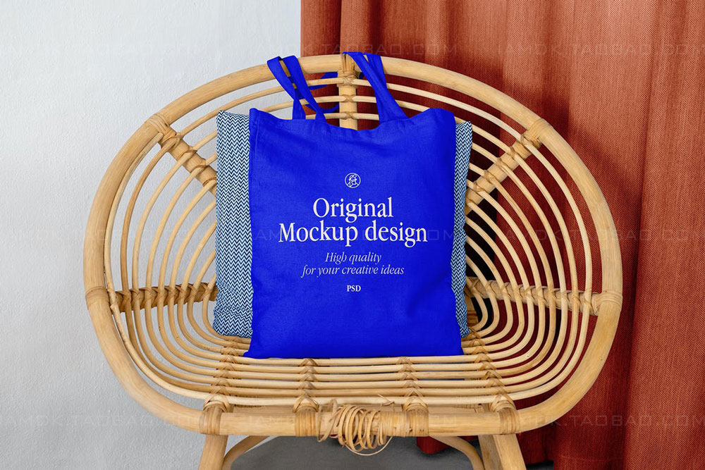 极简手提帆布袋Logo作品集贴图样机模板 Tote Bag Mockup_img_2