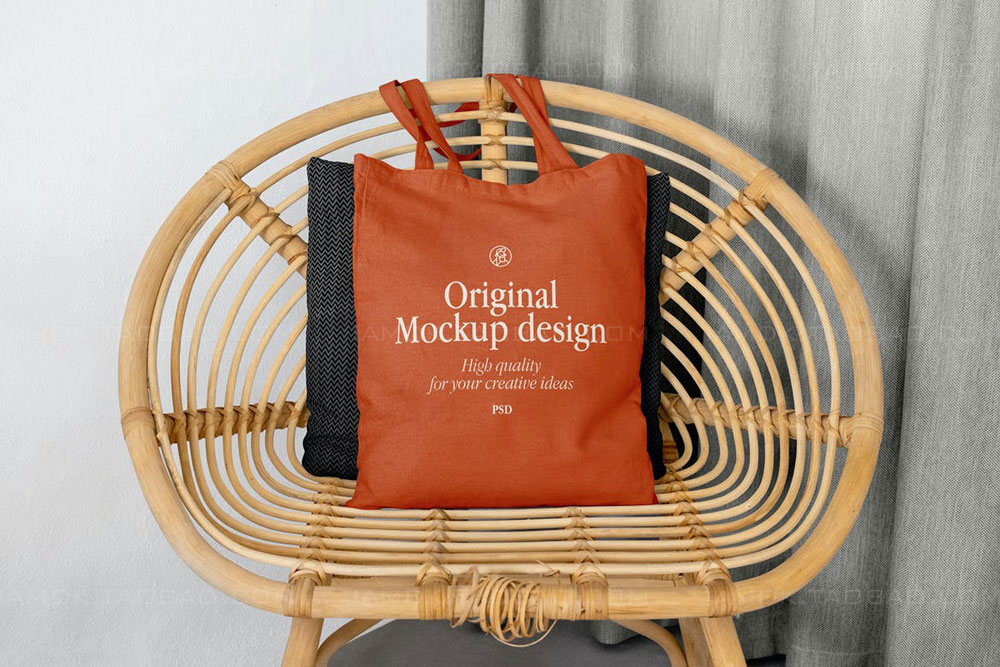 极简手提帆布袋Logo作品集贴图样机模板 Tote Bag Mockup_img_2