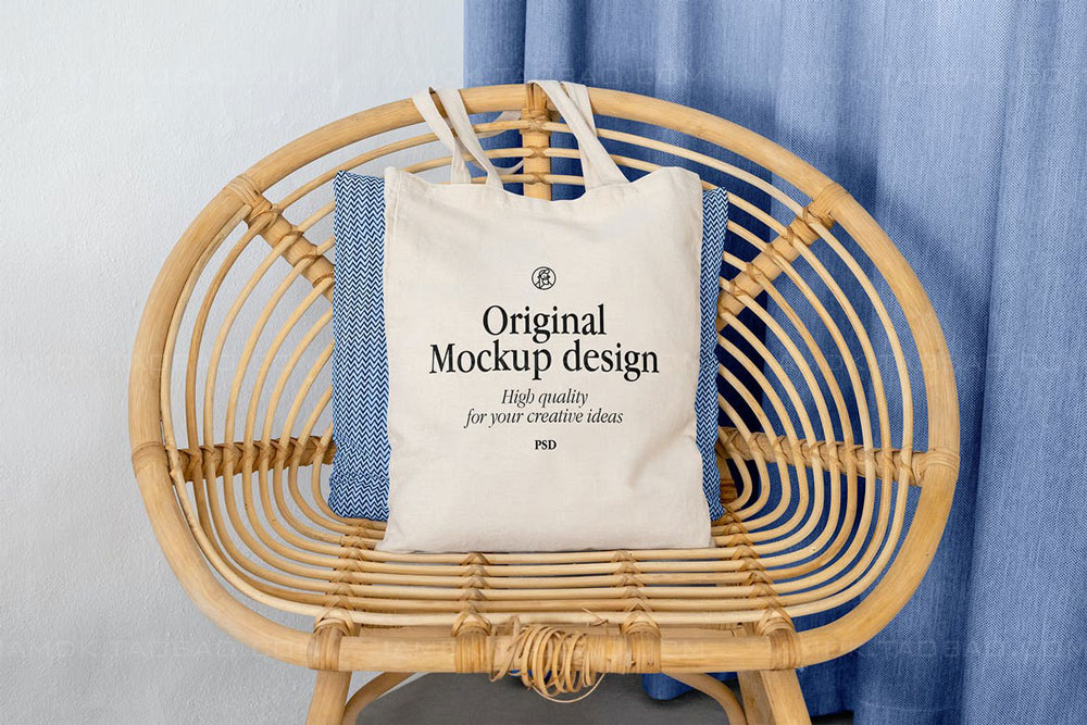 极简手提帆布袋Logo作品集贴图样机模板 Tote Bag Mockup_img_2