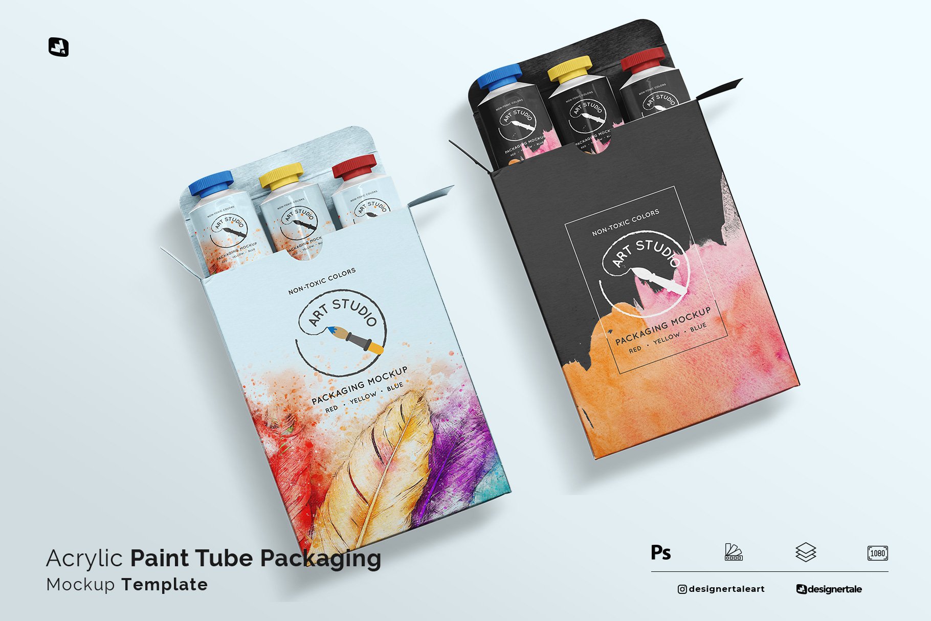 丙烯酸漆管包装盒设计展示样机 Acrylic Paint Tube Packaging Mockup_img_2