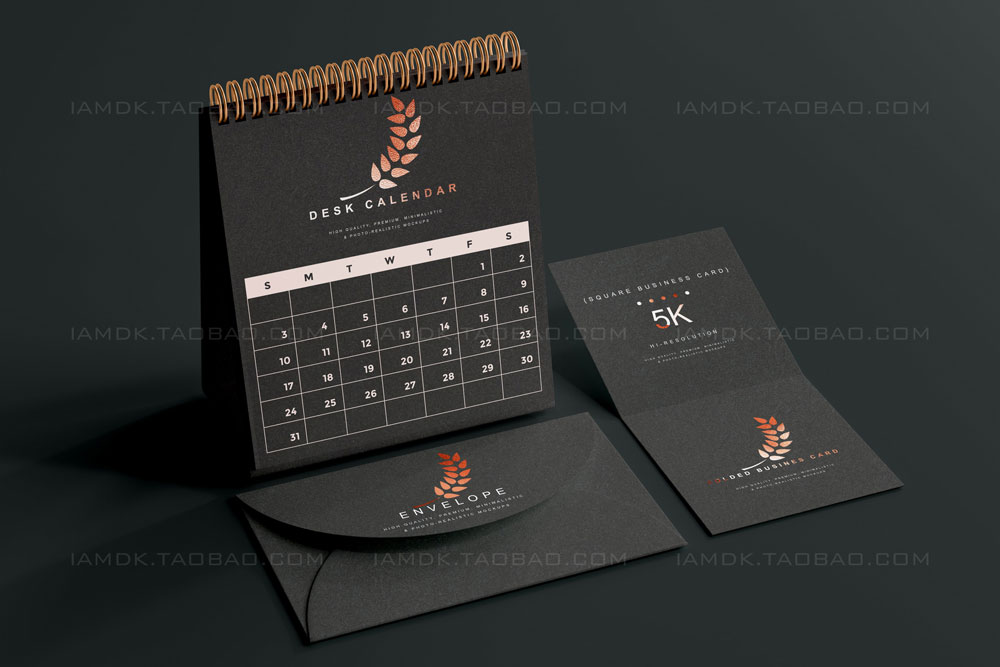 119款暗黑品牌VI标志Logo设计笔记本名片信纸展示贴图PSD样机模板 Stationery Branding Mockup Bundle_img_2