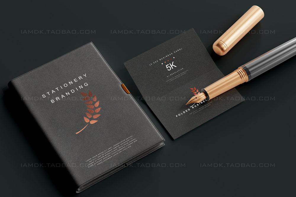 119款暗黑品牌VI标志Logo设计笔记本名片信纸展示贴图PSD样机模板 Stationery Branding Mockup Bundle_img_2