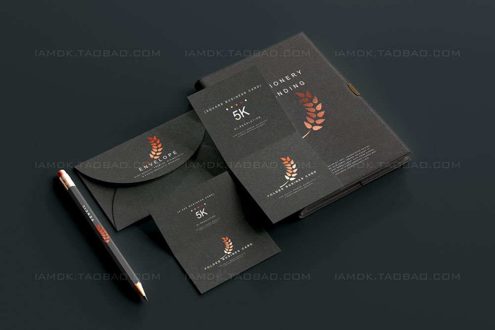 119款暗黑品牌VI标志Logo设计笔记本名片信纸展示贴图PSD样机模板 Stationery Branding Mockup Bundle_img_2