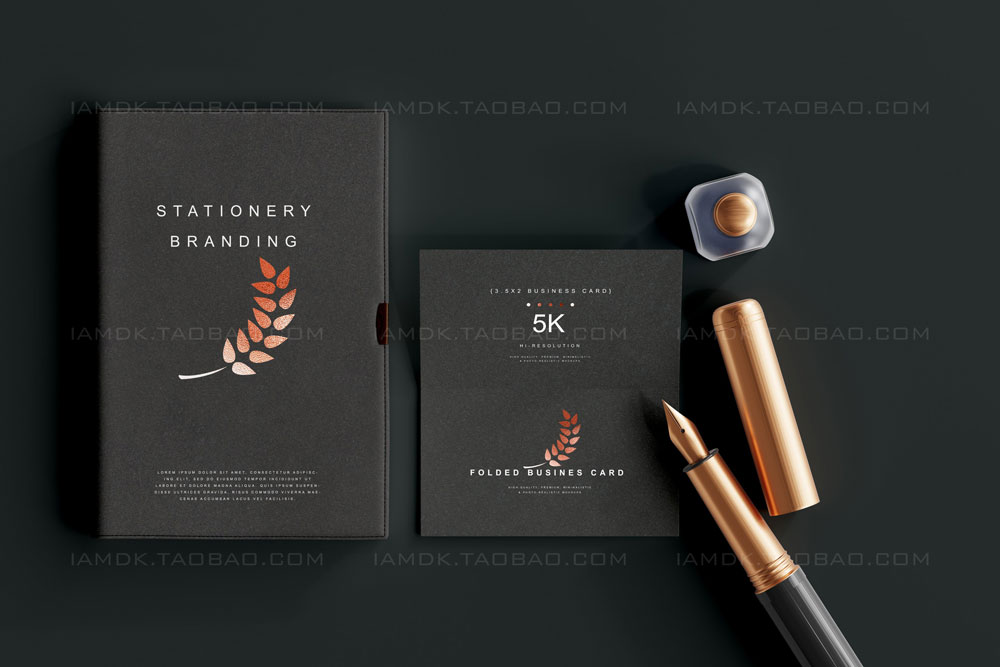 119款暗黑品牌VI标志Logo设计笔记本名片信纸展示贴图PSD样机模板 Stationery Branding Mockup Bundle_img_2