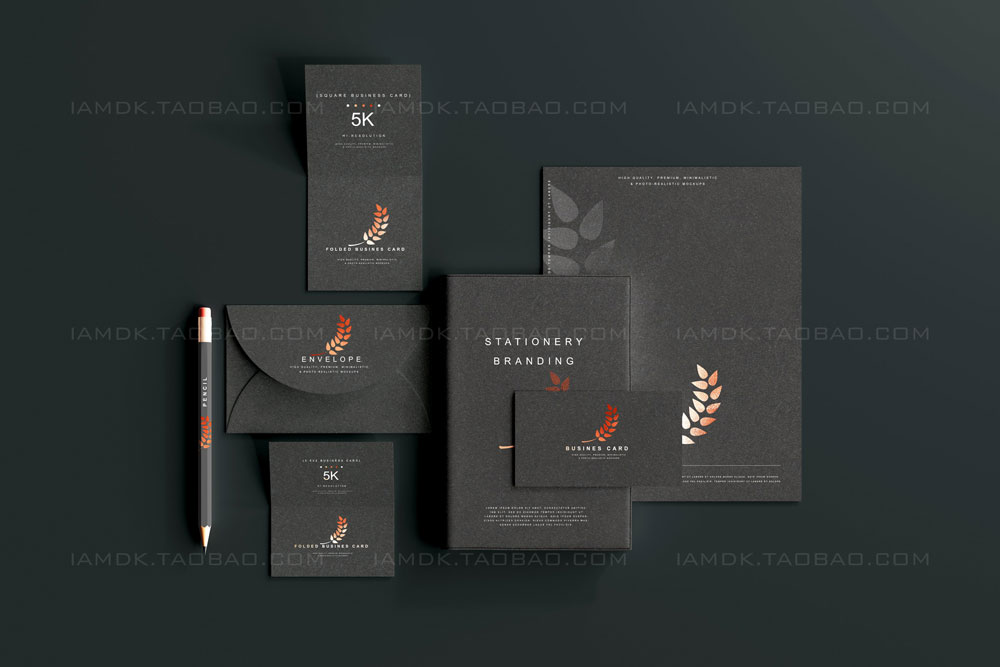 119款暗黑品牌VI标志Logo设计笔记本名片信纸展示贴图PSD样机模板 Stationery Branding Mockup Bundle_img_2