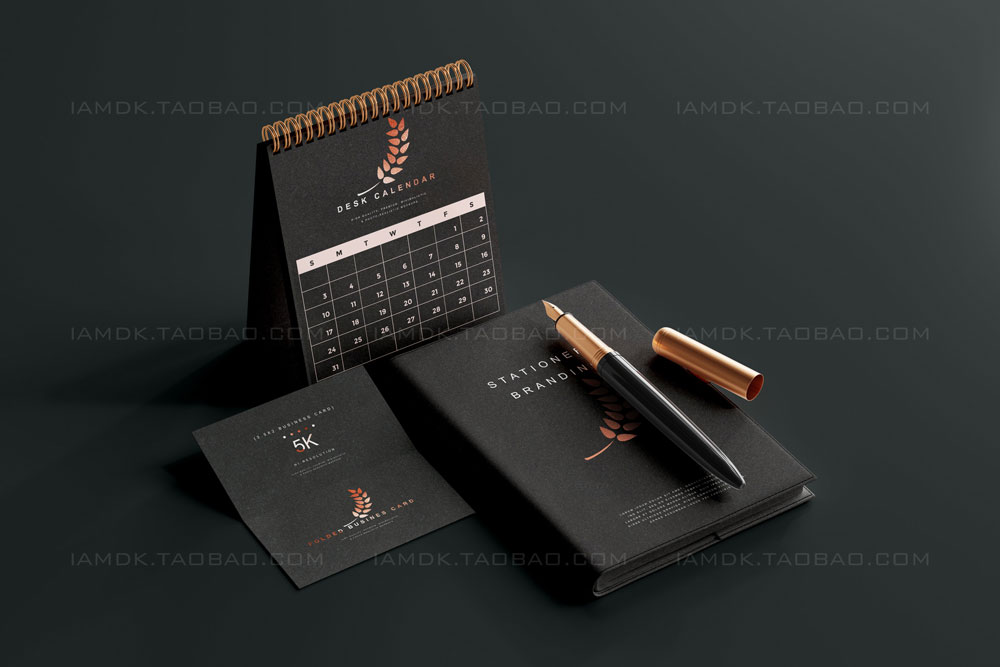 119款暗黑品牌VI标志Logo设计笔记本名片信纸展示贴图PSD样机模板 Stationery Branding Mockup Bundle_img_2