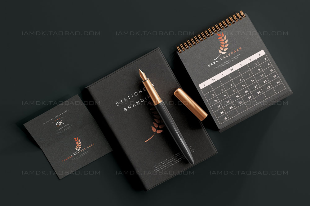 119款暗黑品牌VI标志Logo设计笔记本名片信纸展示贴图PSD样机模板 Stationery Branding Mockup Bundle_img_2