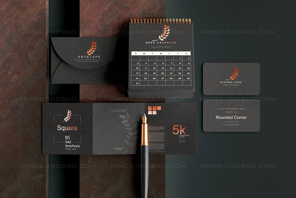 119款暗黑品牌VI标志Logo设计笔记本名片信纸展示贴图PSD样机模板 Stationery Branding Mockup Bundle_img_2