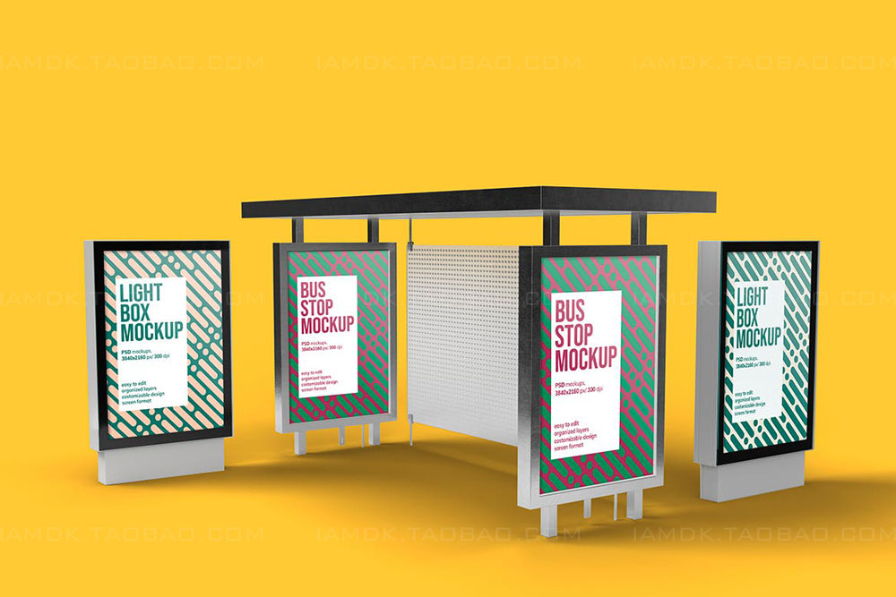 20款城市公交车站灯箱广告牌海报设计展示Ps贴图样机模板 Lightbox & Bus Stop Mockup_img_2