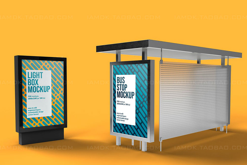 20款城市公交车站灯箱广告牌海报设计展示Ps贴图样机模板 Lightbox & Bus Stop Mockup_img_2