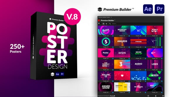 AE/PR脚本 256个时尚广告海报设计宣传图形文字动画模板下载 PremiumBuilder Posters Pack V8 (AE+PR)_img_2