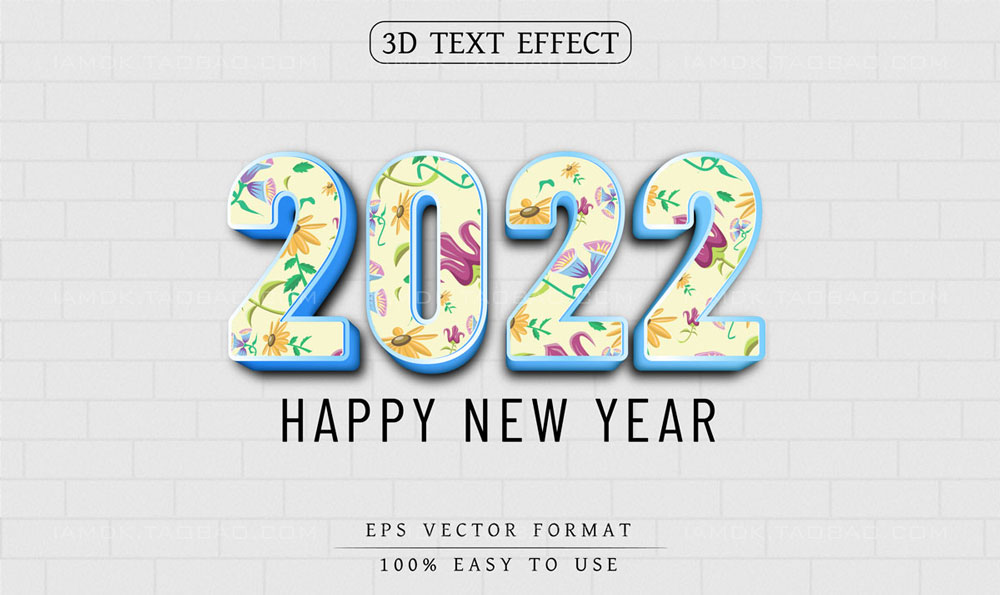 73款3D立体质感金色2022新年圣诞节文本标题设计AI矢量素材 2022 Happy New Year & Christmas Event Text Effect_img_2