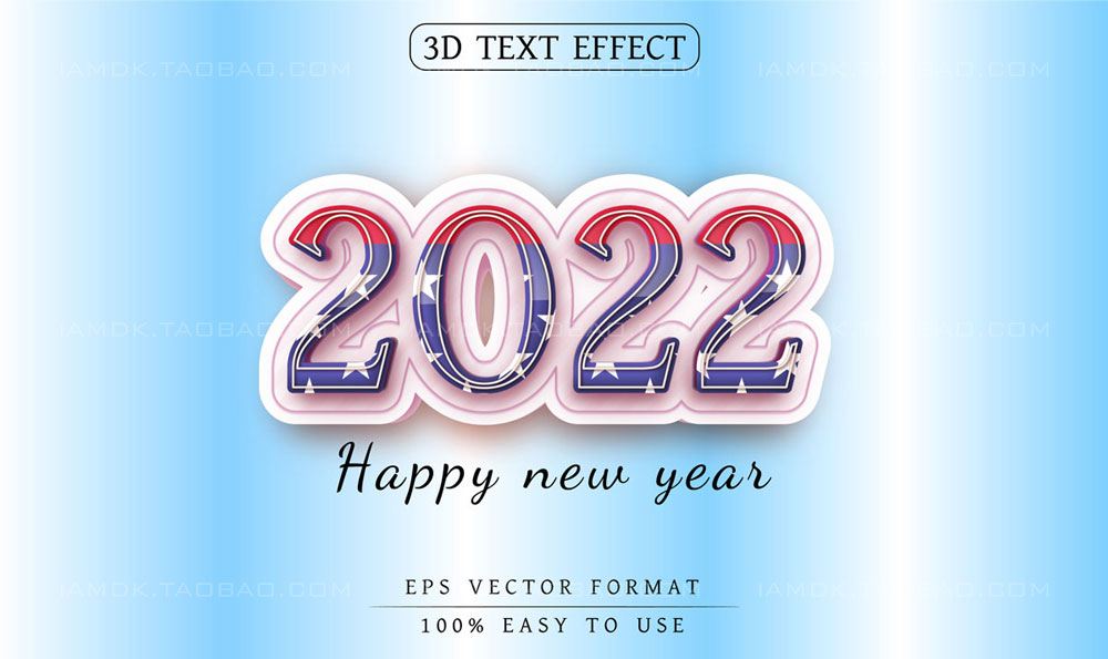 73款3D立体质感金色2022新年圣诞节文本标题设计AI矢量素材 2022 Happy New Year & Christmas Event Text Effect_img_2