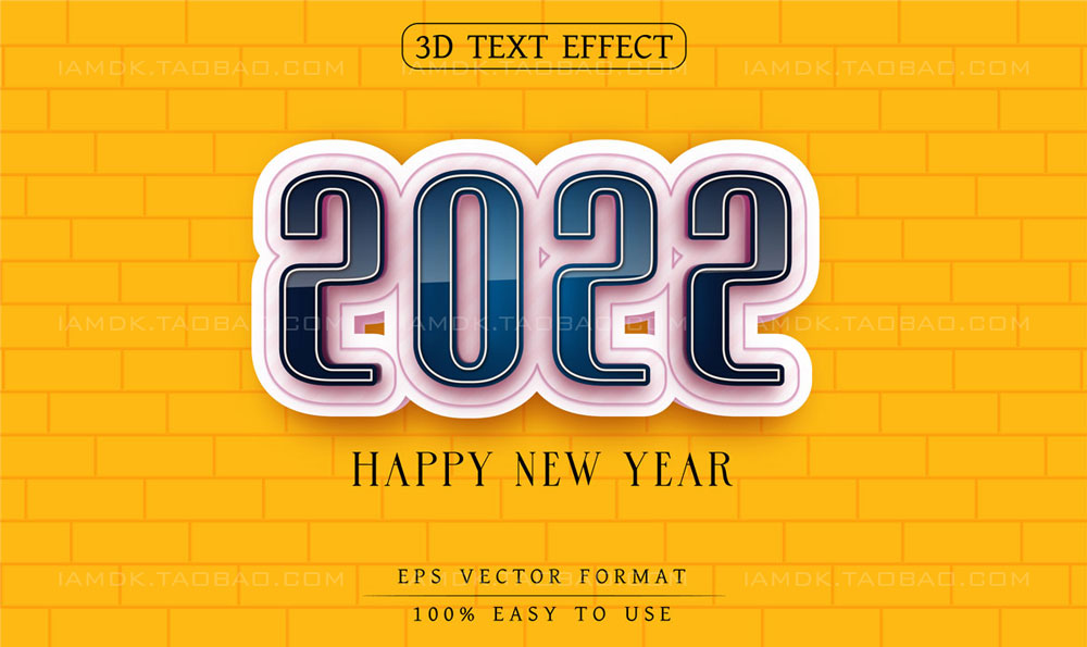 73款3D立体质感金色2022新年圣诞节文本标题设计AI矢量素材 2022 Happy New Year & Christmas Event Text Effect_img_2