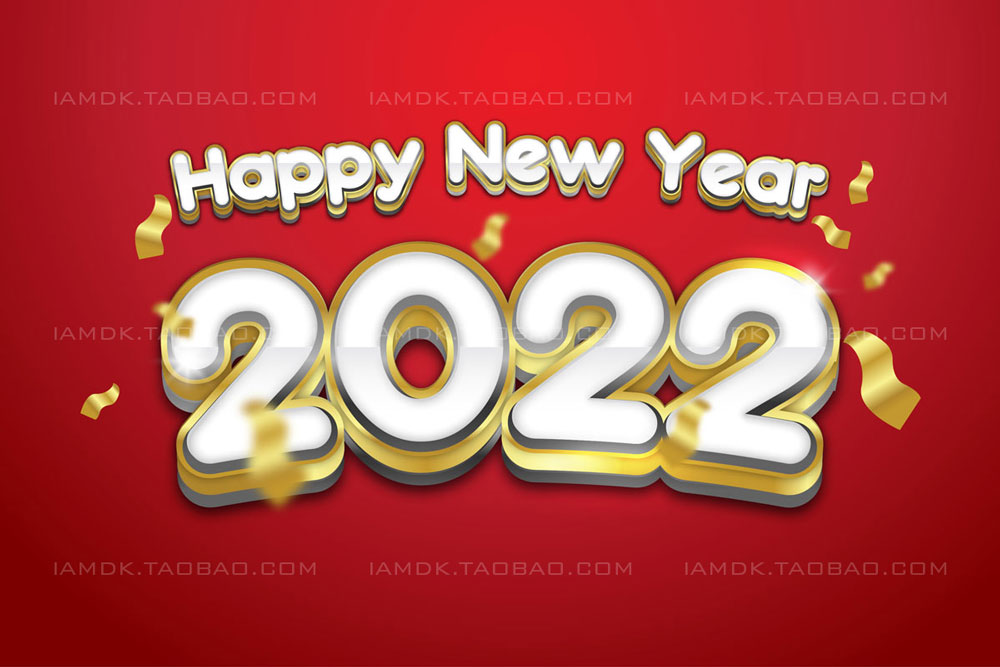 73款3D立体质感金色2022新年圣诞节文本标题设计AI矢量素材 2022 Happy New Year & Christmas Event Text Effect_img_2