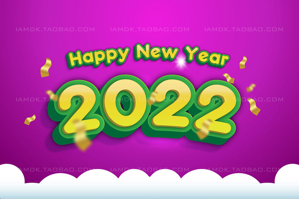 73款3D立体质感金色2022新年圣诞节文本标题设计AI矢量素材 2022 Happy New Year & Christmas Event Text Effect_img_2