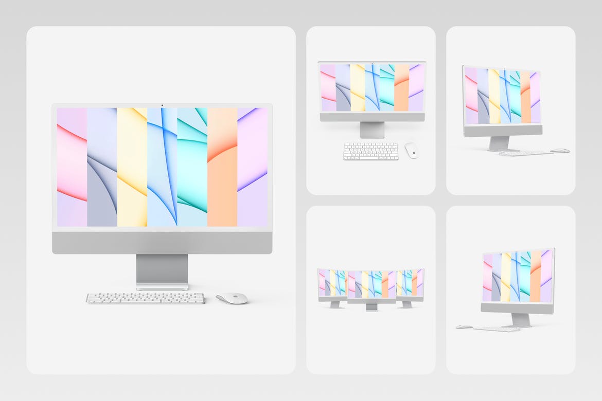 10款陶瓷iMac 24屏幕展示贴图样机模板 iMac 24-inch Mockups_img_2