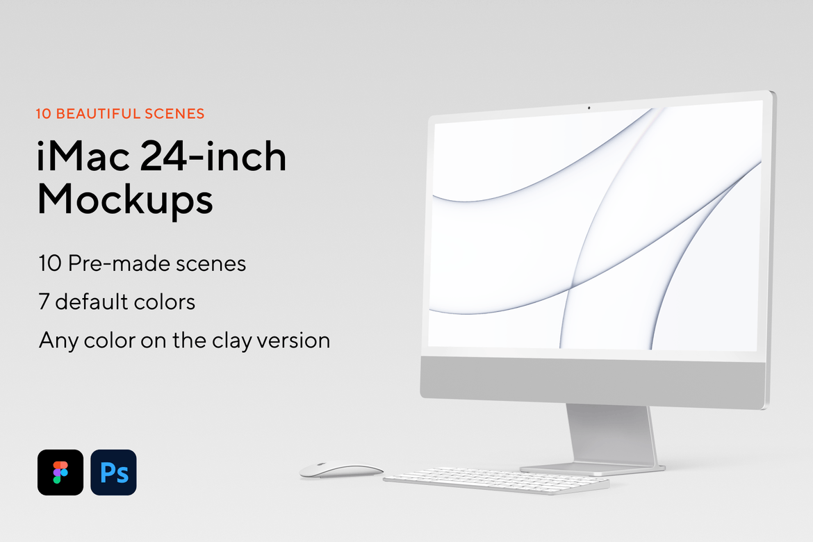 10款陶瓷iMac 24屏幕展示贴图样机模板 iMac 24-inch Mockups_img_2