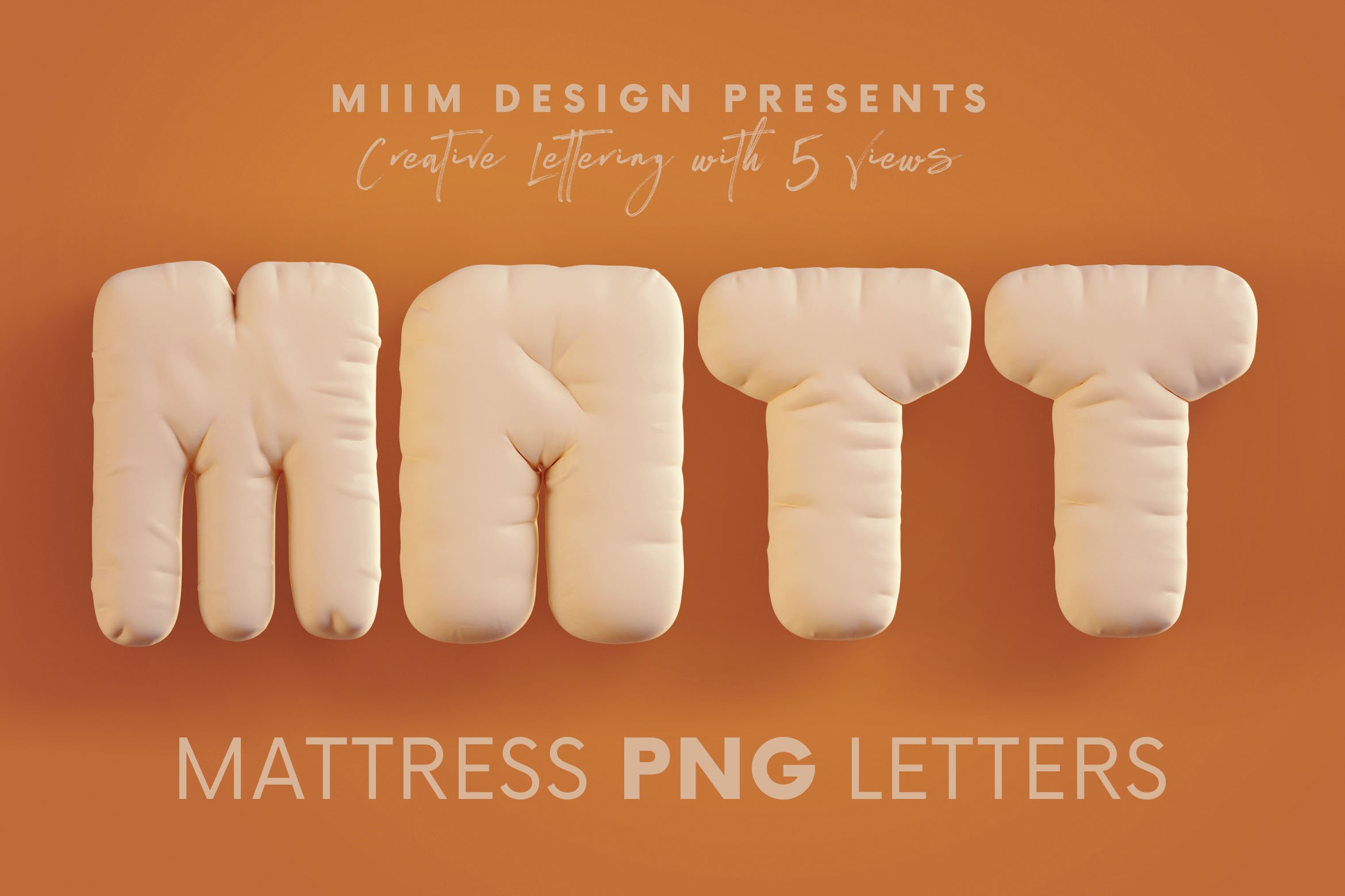 3D创意有趣床垫枕头风立体字母数字符号PNG免扣图片设计素材 Mattress or Pillow - 3D Lettering_img_2