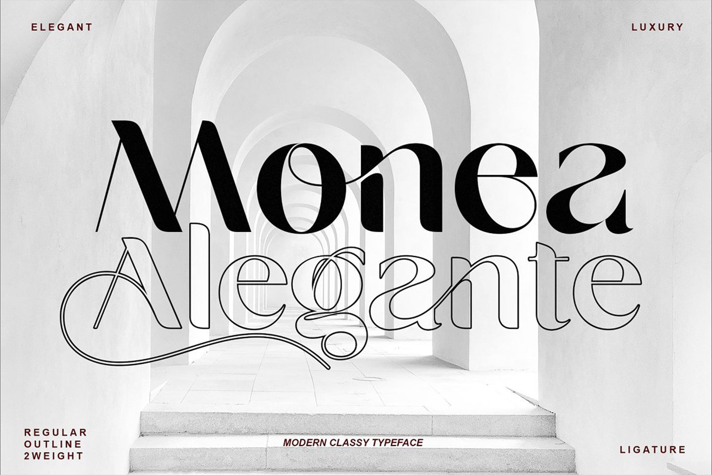 现代复古杂志品牌包装设计无衬线英文字体 Monea Alegante_img_2