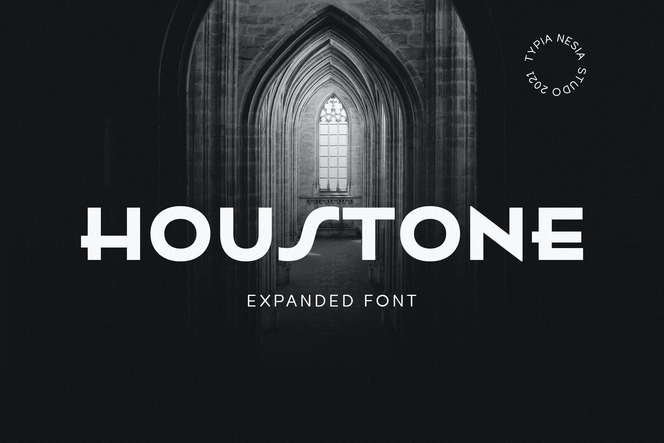 复古海报品牌标志设计无衬线英文字体 Houstone - expanded  extended Art Deco Font_img_2