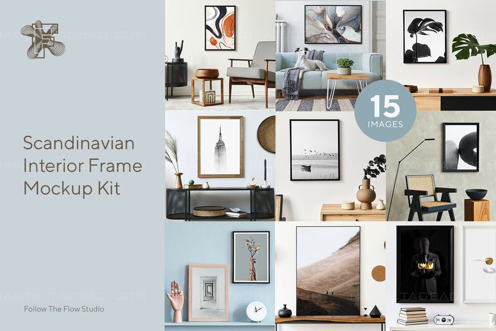 15款斯堪的纳维亚北欧风室内艺术品相片海报展示相框样机模板套件 Scandinavian Artwork Frame Mockup Kit_img_2