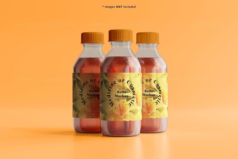 9款时尚果汁饮料药物塑料瓶标签贴纸设计展示样机模板 Medicine Bottle Mockup_img_2