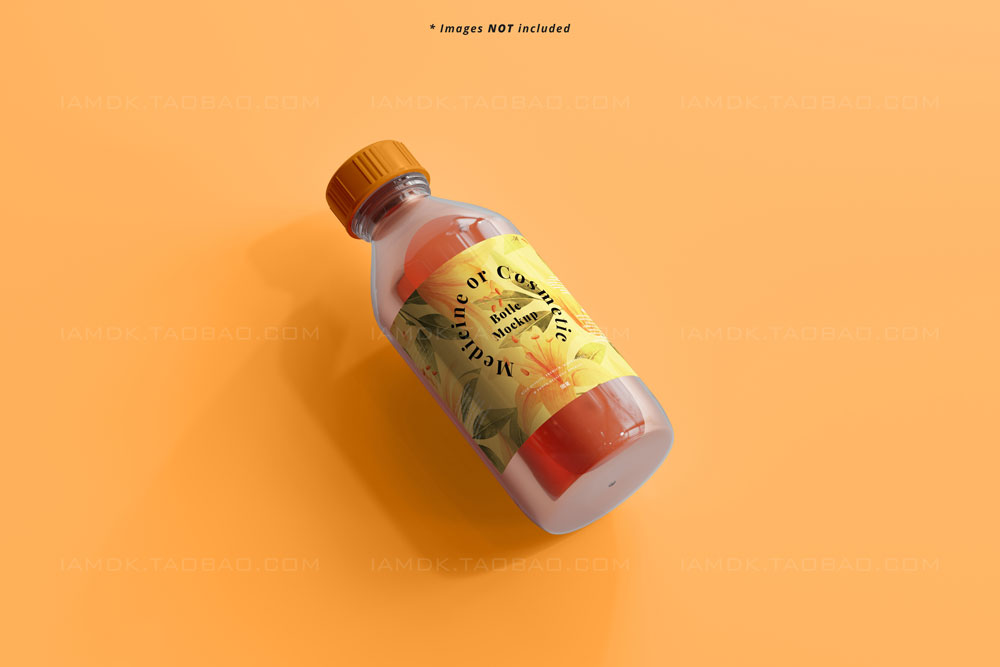 9款时尚果汁饮料药物塑料瓶标签贴纸设计展示样机模板 Medicine Bottle Mockup_img_2