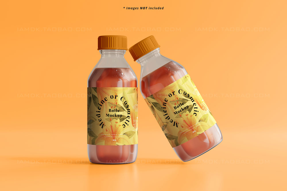 9款时尚果汁饮料药物塑料瓶标签贴纸设计展示样机模板 Medicine Bottle Mockup_img_2