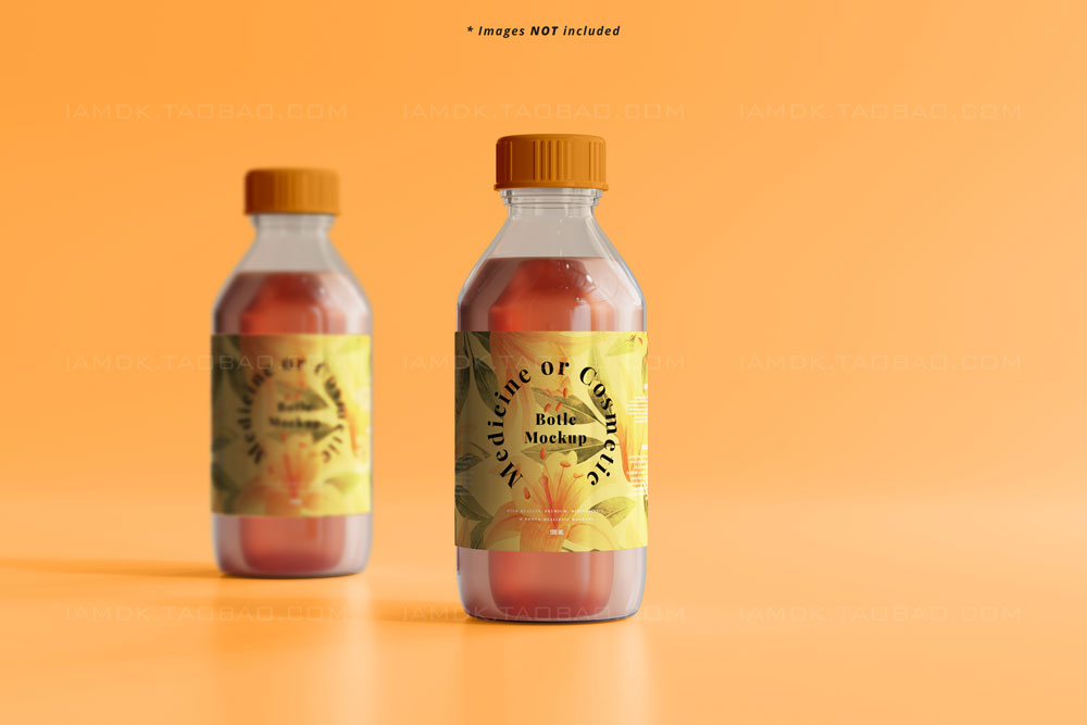 9款时尚果汁饮料药物塑料瓶标签贴纸设计展示样机模板 Medicine Bottle Mockup_img_2