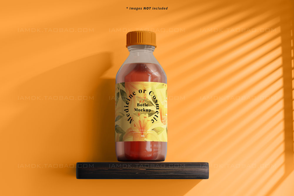 9款时尚果汁饮料药物塑料瓶标签贴纸设计展示样机模板 Medicine Bottle Mockup_img_2